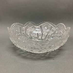 Vintage Imperial Glass Clear Large Bowl Daisy & Button Sawtooth Edge